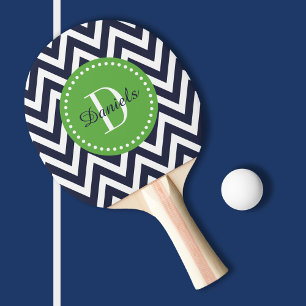 Pala De Ping Pong Monograma de la Marina y el Chevron Verde