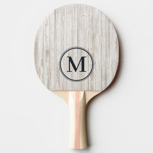 Pala De Ping Pong Monograma de Madera Blanqueada (Reverso)