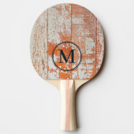 Pala De Ping Pong Monograma de Madera de Granero Desgastada