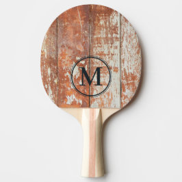Pala De Ping Pong Monograma de Madera de Granero Desgastada