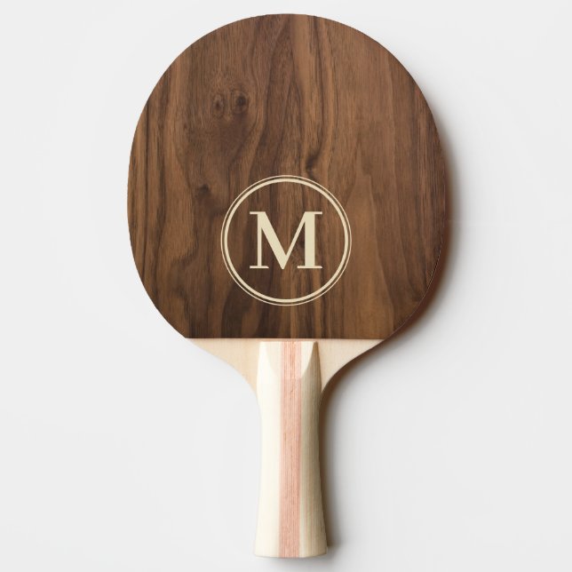 Pala De Ping Pong Monograma de Madera de Nogal (Reverso)