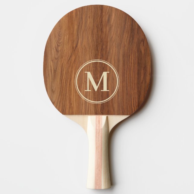 Pala De Ping Pong Monograma de Madera de Roble Rojo (Reverso)