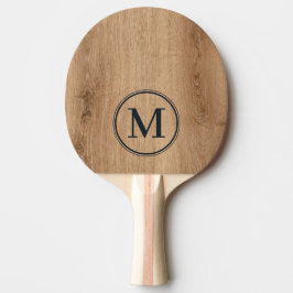 Pala De Ping Pong Monograma de Madera de Teca Clara