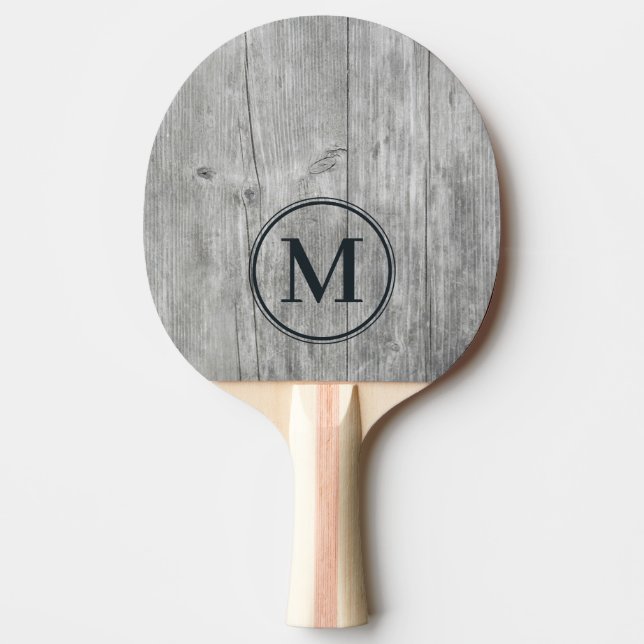 Pala De Ping Pong Monograma de Madera Gris (Anverso)