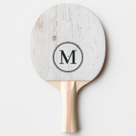 Pala De Ping Pong Monograma de Madera Pintada de Blanco