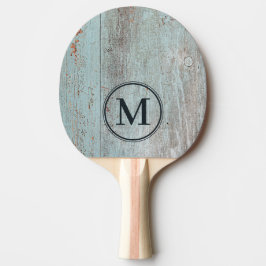 Pala De Ping Pong Monograma de Madera Pintado de Azul