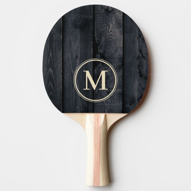 Pala De Ping Pong Monograma de Madera Quemada Oscura (Reverso)
