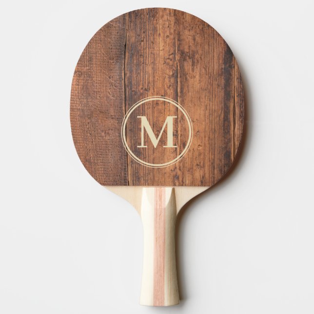 Pala De Ping Pong Monograma de Madera Recuperada (Reverso)