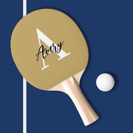 Pala De Ping Pong Monograma de moda con superposición de nombres de