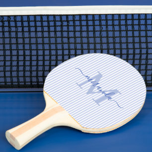 Pala De Ping Pong Monograma de nombre con rayas azules
