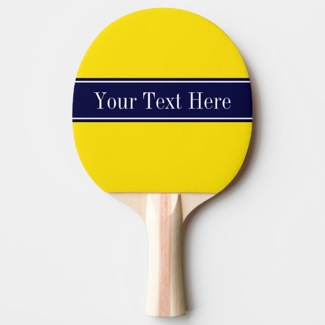Pala De Ping Pong Monograma de nombre de cinta azul de color amarill (Anverso)