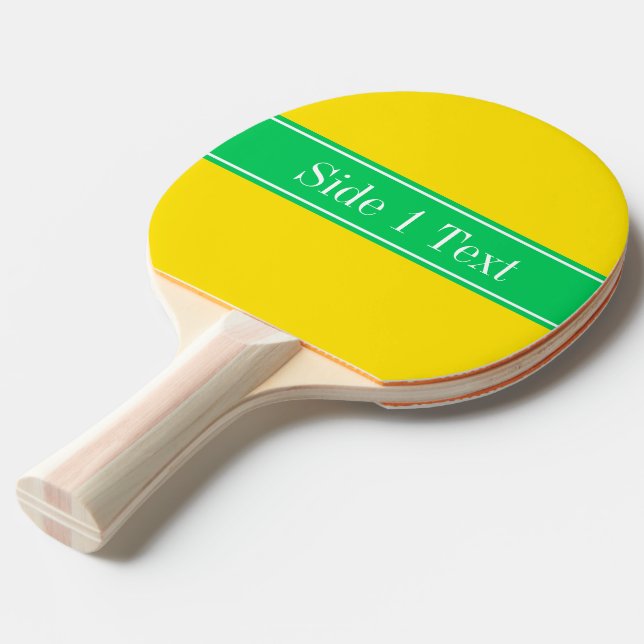 Pala De Ping Pong Monograma de nombre de cinta verde esmeralda amari (Ángulo frontal)