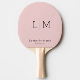 Pala De Ping Pong Monograma de nombre moderno en goma roja trasera