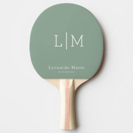 Pala De Ping Pong Monograma de nombre moderno en goma roja trasera