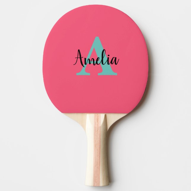 Pala De Ping Pong Monograma de nombre personalizado (Anverso)