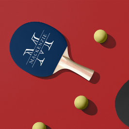 Pala De Ping Pong Monograma de nombres de borde clásicos de colores 