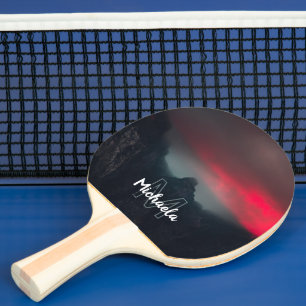 Pala De Ping Pong Monograma de nubes, niebla y montañas quemadas