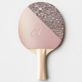 Pala De Ping Pong Monograma de oro Rosa elegante