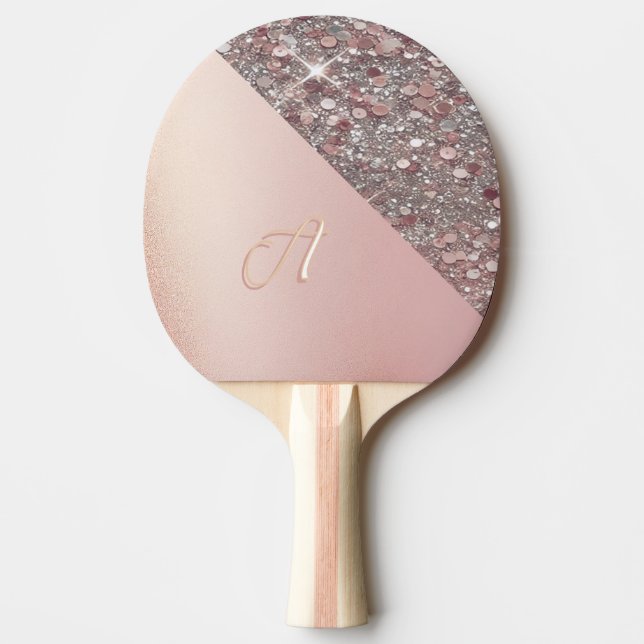 Pala De Ping Pong Monograma de oro Rosa elegante (Anverso)