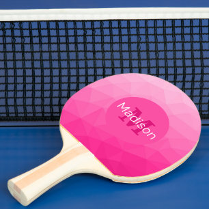 Pala De Ping Pong Monograma de Patrón de Malla Geométrica con Gradie