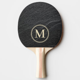 Pala De Ping Pong Monograma de Piedra de Granito Negro