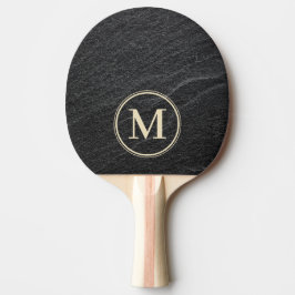 Pala De Ping Pong Monograma de Piedra de Granito Negro