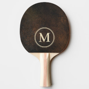 Pala De Ping Pong Monograma de piedra monacita marrón oscuro