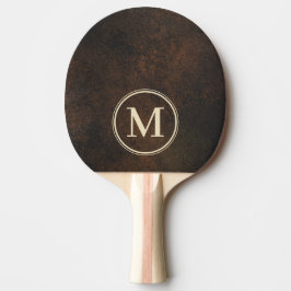 Pala De Ping Pong Monograma de piedra monacita marrón oscuro