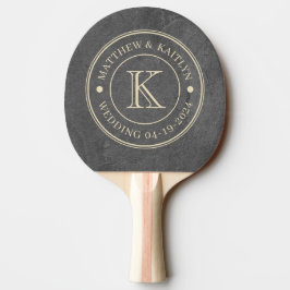Pala De Ping Pong Monograma de Piedra Pizarra Oscura para Boda