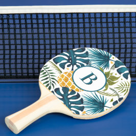 Pala De Ping Pong Monograma de piña dorada de hojas de palma