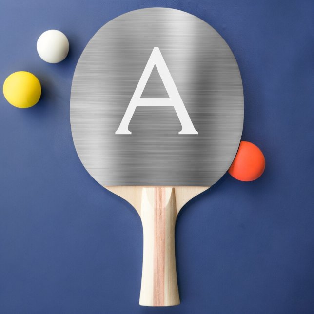 Pala De Ping Pong Monograma de Relieve metalizado metálico plateado  (Subido por el creador)