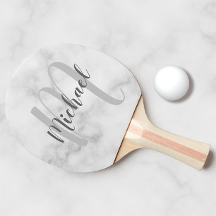 Pala De Ping Pong Monograma de script personalizado y aspecto de má