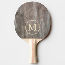Pala De Ping Pong Monograma de Tablones Desgastados