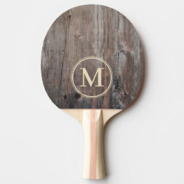 Pala De Ping Pong Monograma de Tablones Desgastados