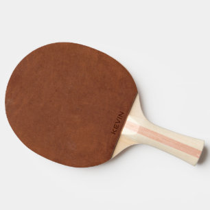 Pala De Ping Pong Monograma de textura de cuero marrón