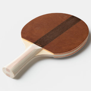 Pala De Ping Pong Monograma de textura de cuero marrón de dos tonos