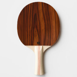 Pala De Ping Pong Monograma de textura de madera de caoba marrón