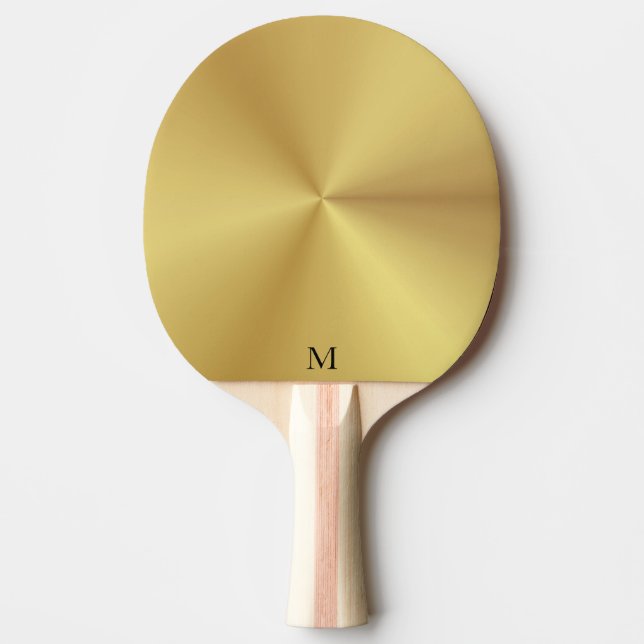 Pala De Ping Pong Monograma de textura de oro metálico brillante (Anverso)