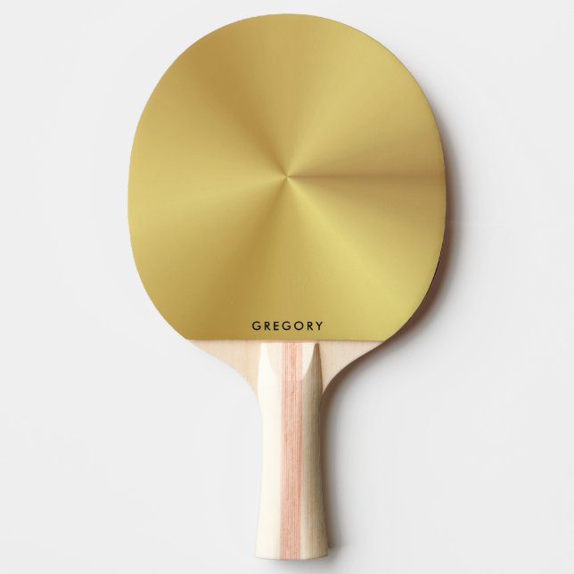 Pala De Ping Pong Monograma de textura de oro metálico personalizado (Anverso)
