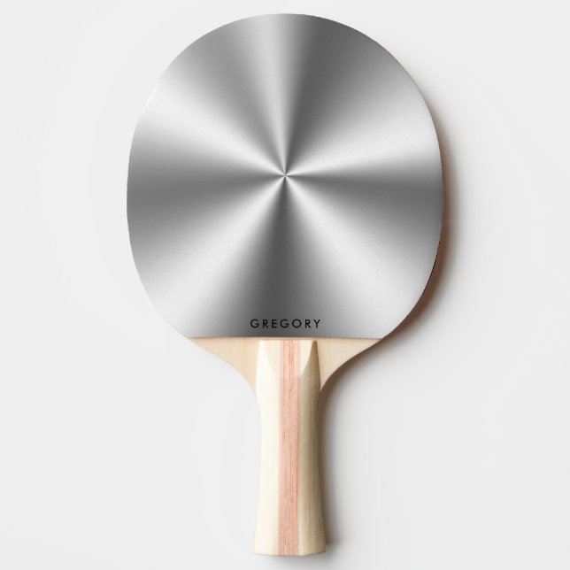 Pala De Ping Pong Monograma de textura gris metálica personalizada (Anverso)