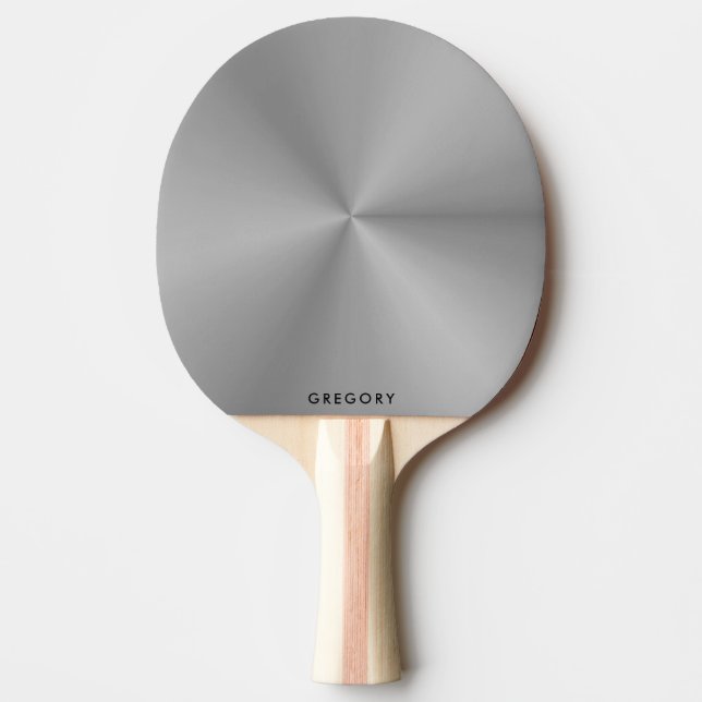 Pala De Ping Pong Monograma de textura gris metálica personalizada (Anverso)