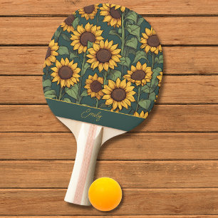 Pala De Ping Pong Monograma del campo de los girasoles