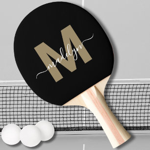 Pala De Ping Pong Monograma del elegante estilo de escritura de oro