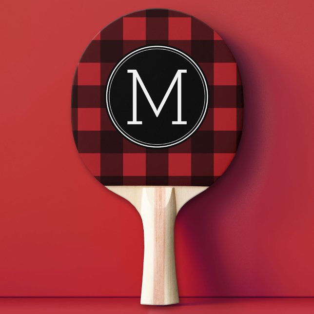 Pala De Ping Pong Monograma del patrón de patrón de búfalo rojo y ne (Custom Ping Pong Paddle)