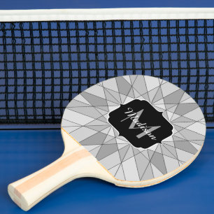 Pala De Ping Pong Monograma del patrón de triángulo del mosaico blan