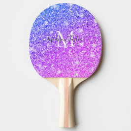 Pala De Ping Pong Monograma del Purpurina morado y rosado Girona