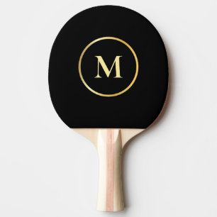 Pala De Ping Pong Monograma dorado Elegante Modelo negro de moda