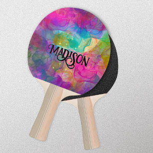 Pala De Ping Pong Monograma elegante de arte de mármol colorido