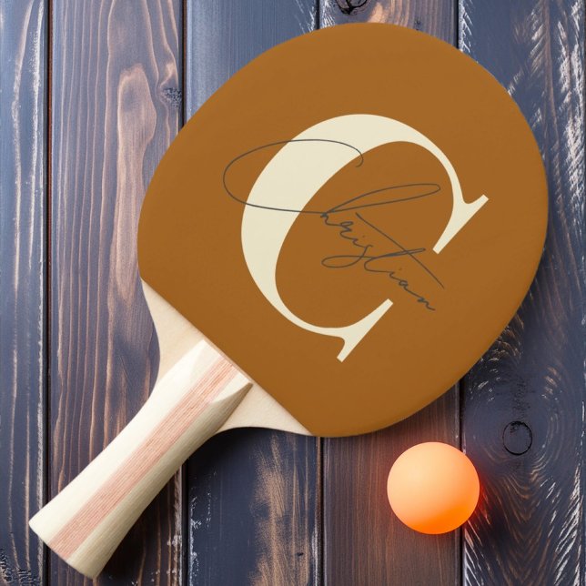 Pala De Ping Pong Monograma Elegante de Estilo Moderno de Mitad de S (Subido por el creador)
