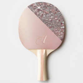 Pala De Ping Pong Monograma elegante en oro rosa